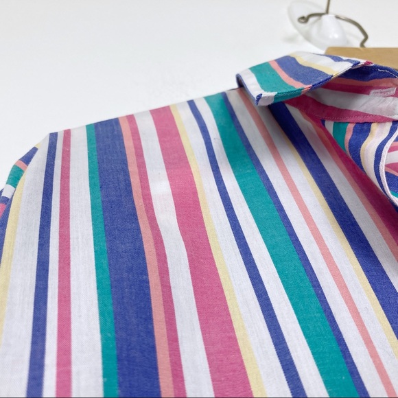 Vintage 90s striped multi colour button down shirt - Picture 7 of 10